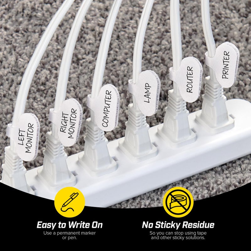 Wrap-It Storage Cable Labels by Wrap-It Storage, Regular, White (36 Pack) - Write On Cord Labels, Wire Labels, Cable Tags and Wire Tags for Cable Management and Electronics, Computers. Great Stocking Stuffer - Image 2